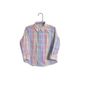 J Crew Crewcuts Toddler Boy Casual Plaid Shirt Blue Pink Easter Size 2 2T